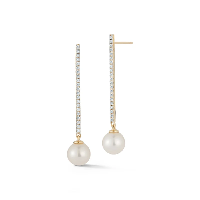 Buy More, Save More On Stunning Jewelry Pieces 14kt Diamond Bar with Pearl Drop Earrings
