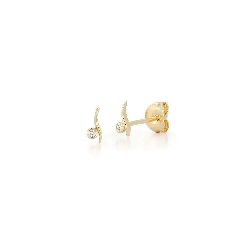 Handmade Pearl Jewelry For Timeless Elegance 14kt Diamond Point Wave Studs