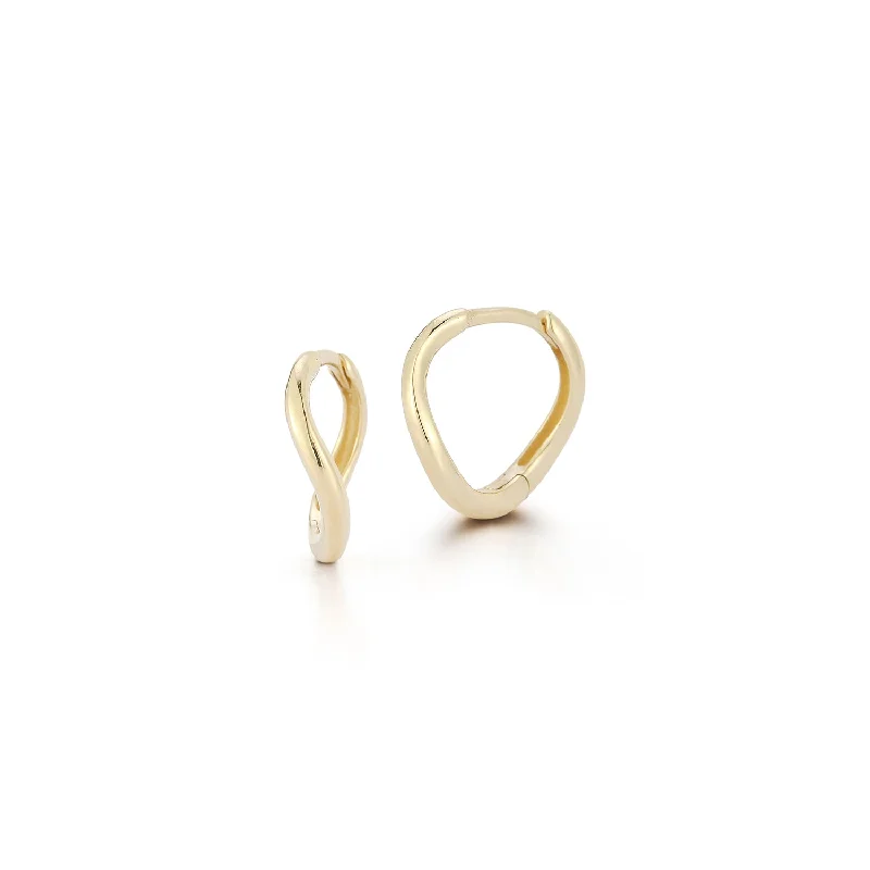 Modern Statement Jewelry For Bold Styling 14kt Gold Wave Huggies