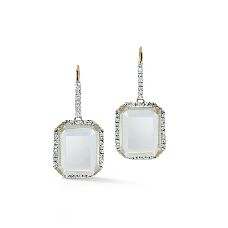 Bestselling Jewelry At Special Promotional Rates 14kt Green Amethyst  and Diamond Tabletop Earrings