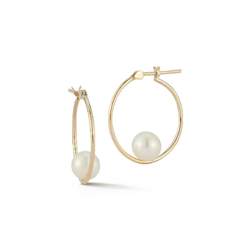Personalized Jewelry At Special Discount Rates 14kt Suspended Pearl Hoops