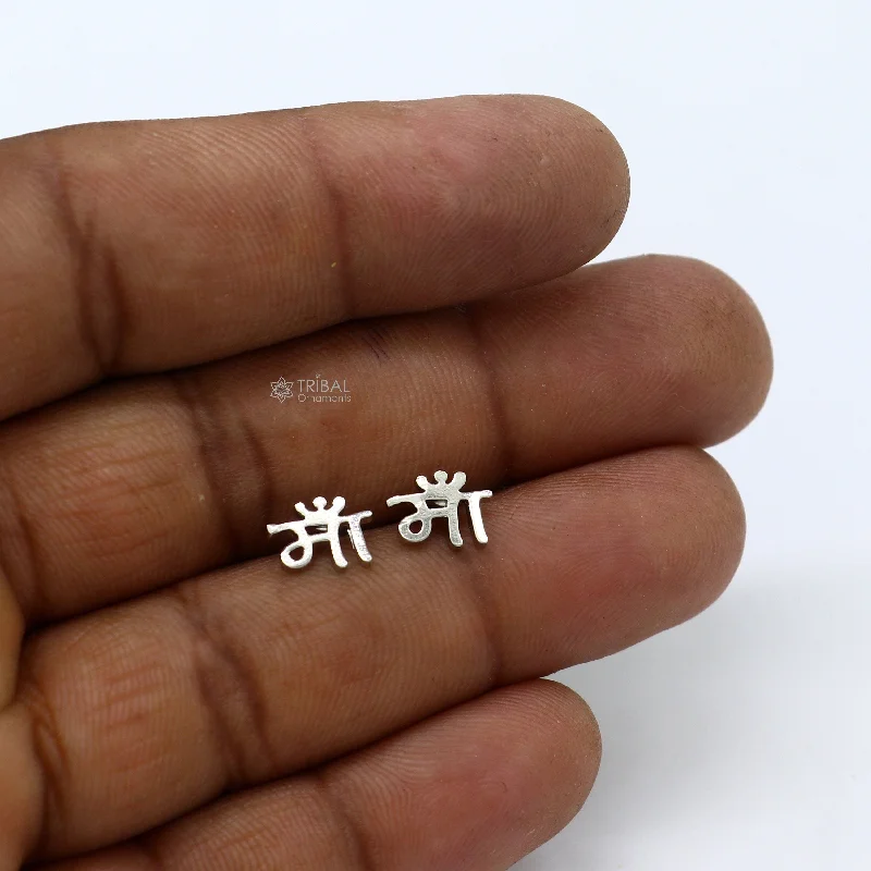 Exclusive Jewelry Sale – Sparkle For Less 925 Sterling silver handmade hindi letter "MAA" mother letter stud earring solid silver unisex cultural earing jewelry s1310 Exclusive Jewelry Sale – Sparkle For Less 925 Sterling silver handmade hindi letter "MAA" mother letter stud earring solid silver unisex cultural earing jewelry s1310