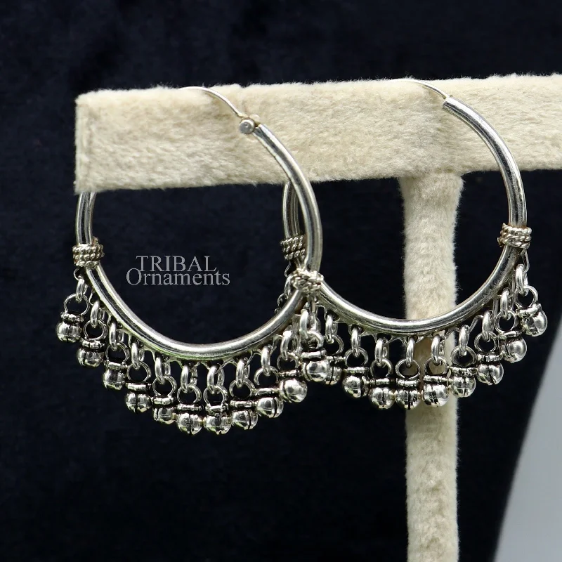Chic And Stylish Jewelry At Exclusive Prices 925 sterling silver handmade hoop earring,fabulous bali,hanging bells, dangling bells, hoop gifting gorgeous tribal jewelry s374 Chic And Stylish Jewelry At Exclusive Prices 925 sterling silver handmade hoop earring,fabulous bali,hanging bells, dangling bells, hoop gifting gorgeous tribal jewelry s374