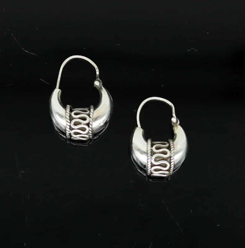 Flash Sale On Elegant Jewelry – Don't Miss Out 925 sterling silver handmade hoops stud earring bali, excellent customized stylish belly dance personalized gift tribal ethnic jewelry ske15