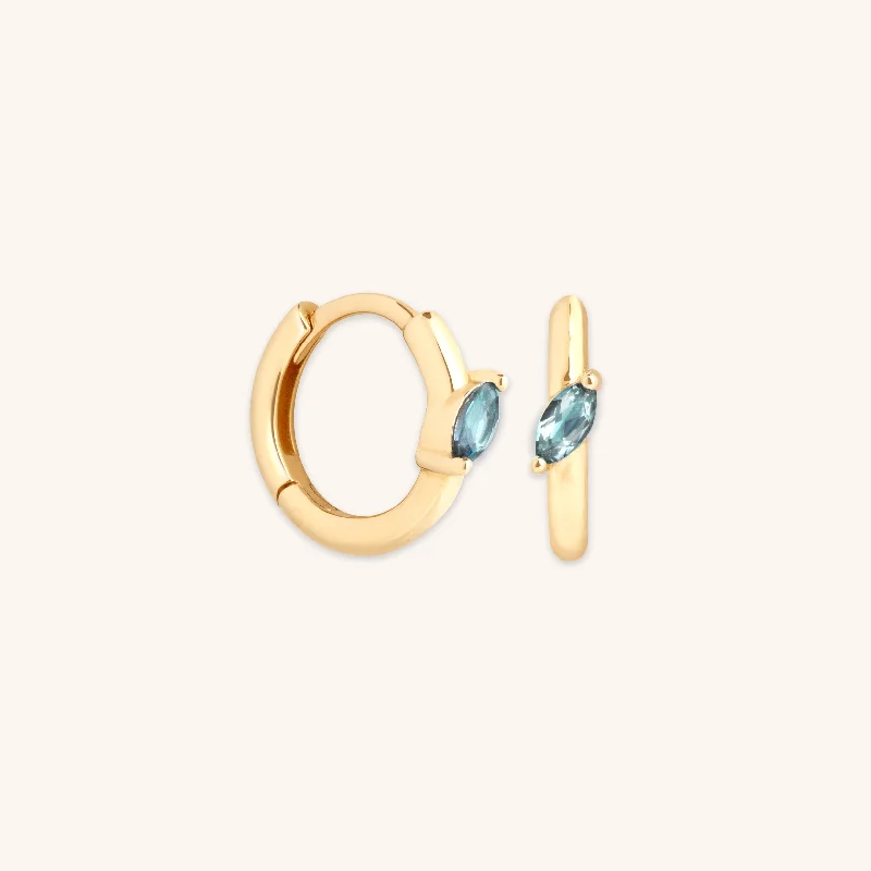 Gorgeous Jewelry, Limited-Time Savings Alexandrite Marquise Huggies in Solid Gold