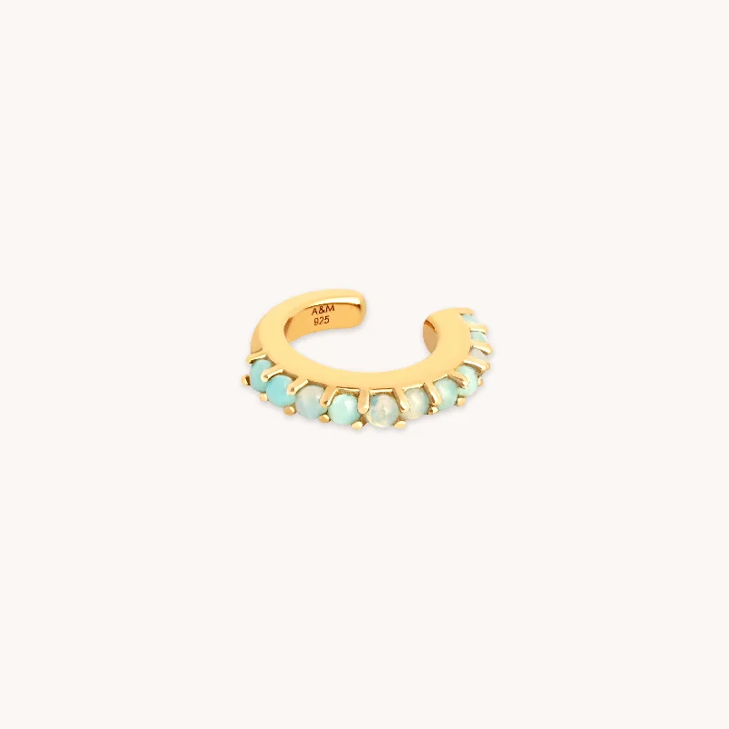 Upgrade Your Jewelry Collection For Less Aqua Chalcedony Ear Cuff in Gold
