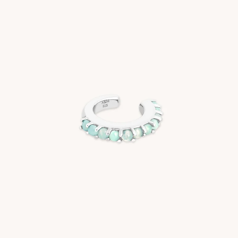 Dazzle In Elegance With Our Biggest Jewelry Sale Aqua Chalcedony Ear Cuff in Silver