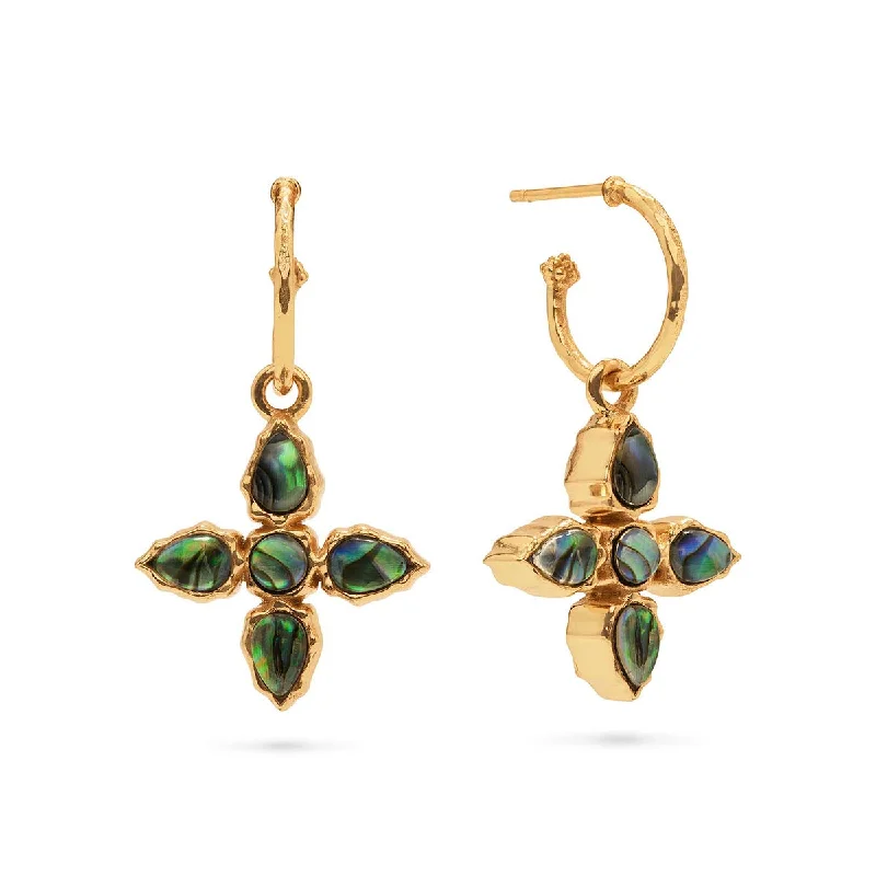 Grab Stylish Jewelry Before The Sale Ends Aurora Hoop Earrings with Double Sided Charm - Abalone/MOP Grab Stylish Jewelry Before The Sale Ends Aurora Hoop Earrings with Double Sided Charm - Abalone/MOP