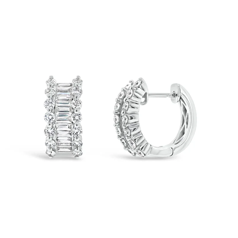 Shop Dazzling Jewelry At The Best Prices Baguette & Round Diamond Huggie Earrings