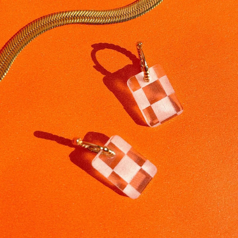 Romantic Heart-Shaped Jewelry For Special Gifts Bb Checkered Hoops