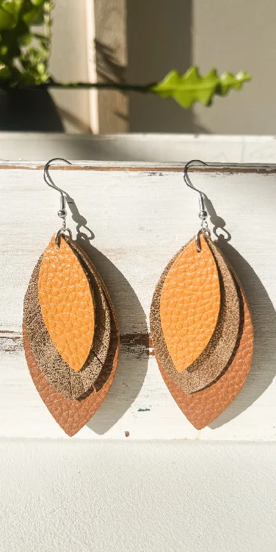 Shop High-Quality Jewelry At Jaw-Dropping Discounts Beautiful Faux Brown Leather Earrings