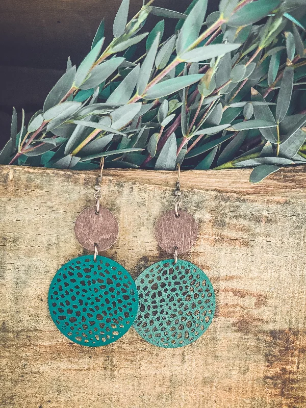 The Perfect Jewelry Piece At The Perfect Discount Beautiful Green Leather and Wood Earrings
