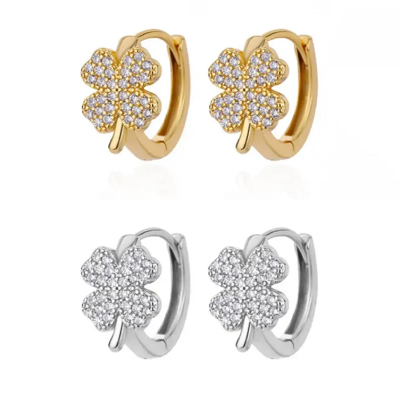 Affordable Glamour – Premium Jewelry For Less Beautiful Clover Huggies - Gold or Silver