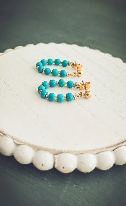Versatile Layering Jewelry For Effortless Chic Beautiful Turquoise Huggie Hoops