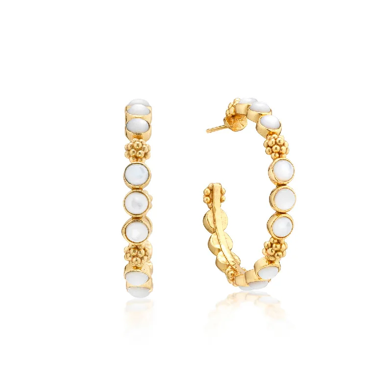Timeless Elegance At Unbelievable Discounts Berry Gem Medium Hoop Earrings - MOP