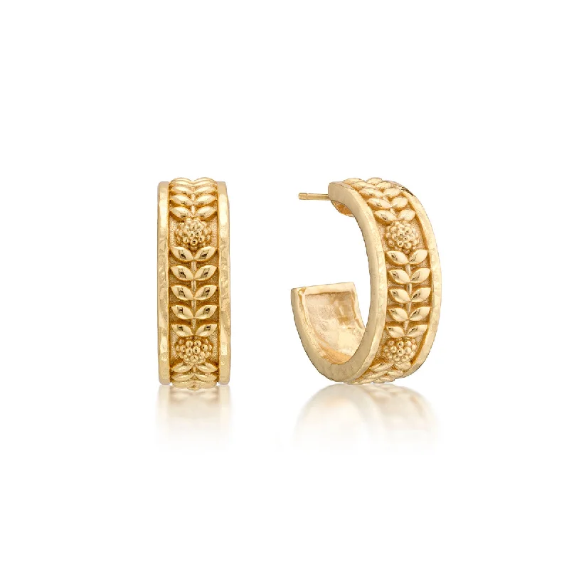 Luxury Jewelry Without The Luxury Price Tag Berry Vine Small Hoop Earrings - Gold