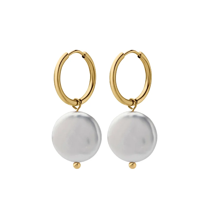 Jewelry Clearance Sale – Final Reductions Coin Pearl Hoop Earrings