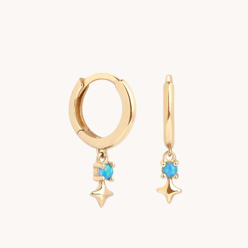 Get The Sparkle You Love At Prices You Adore Cosmic Star Opal Charm Huggies in Solid Gold Get The Sparkle You Love At Prices You Adore Cosmic Star Opal Charm Huggies in Solid Gold