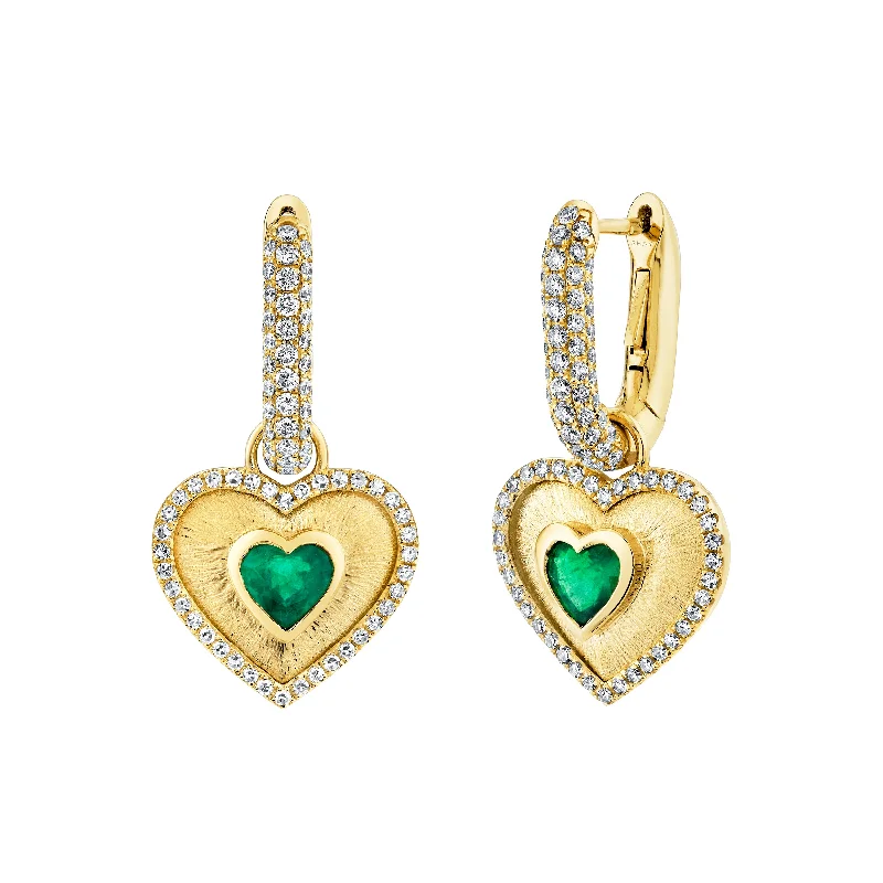 Versatile Layering Jewelry For Effortless Chic EMERALD & DIAMOND PAVE LINK HEART EARRINGS