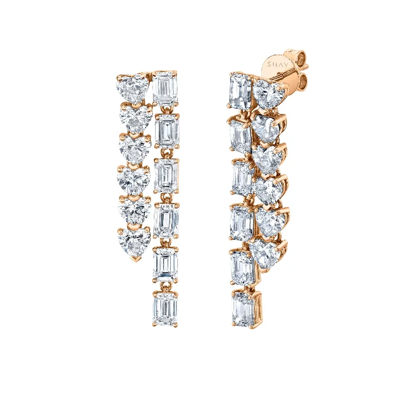 Last Chance To Grab Your Favorite Jewelry At A Discount DIAMOND HEART & EMERALD WATERFALL EARRINGS