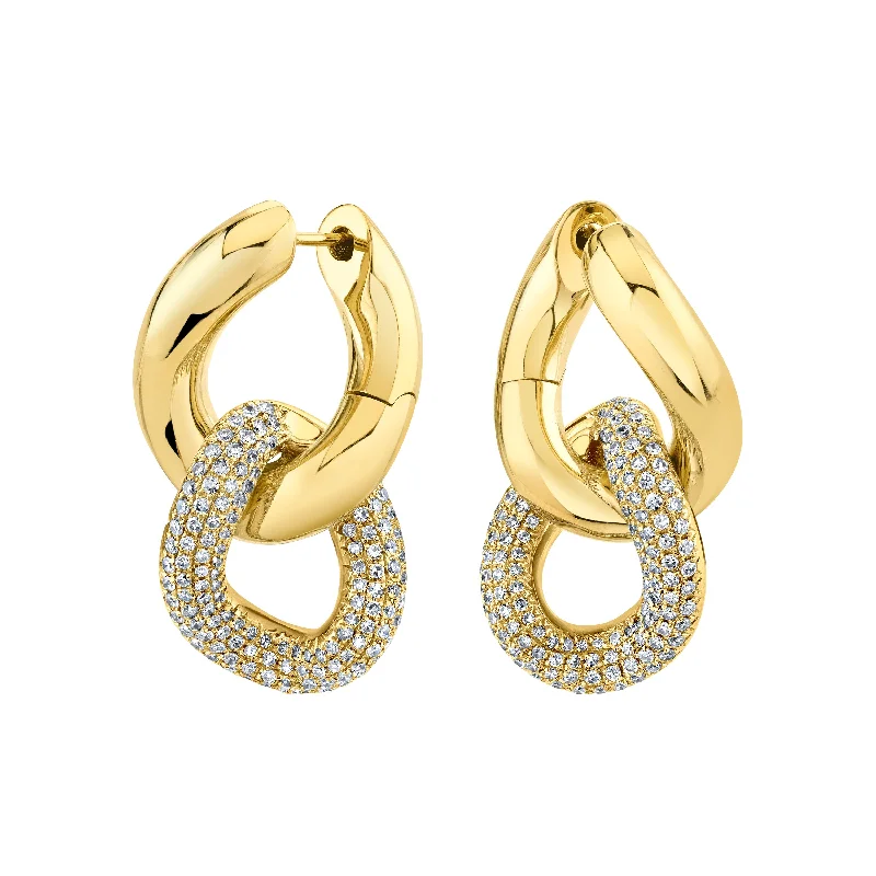 The Perfect Jewelry Piece At The Perfect Price DIAMOND DOUBLE PAVE GOLD LINK EARRINGS