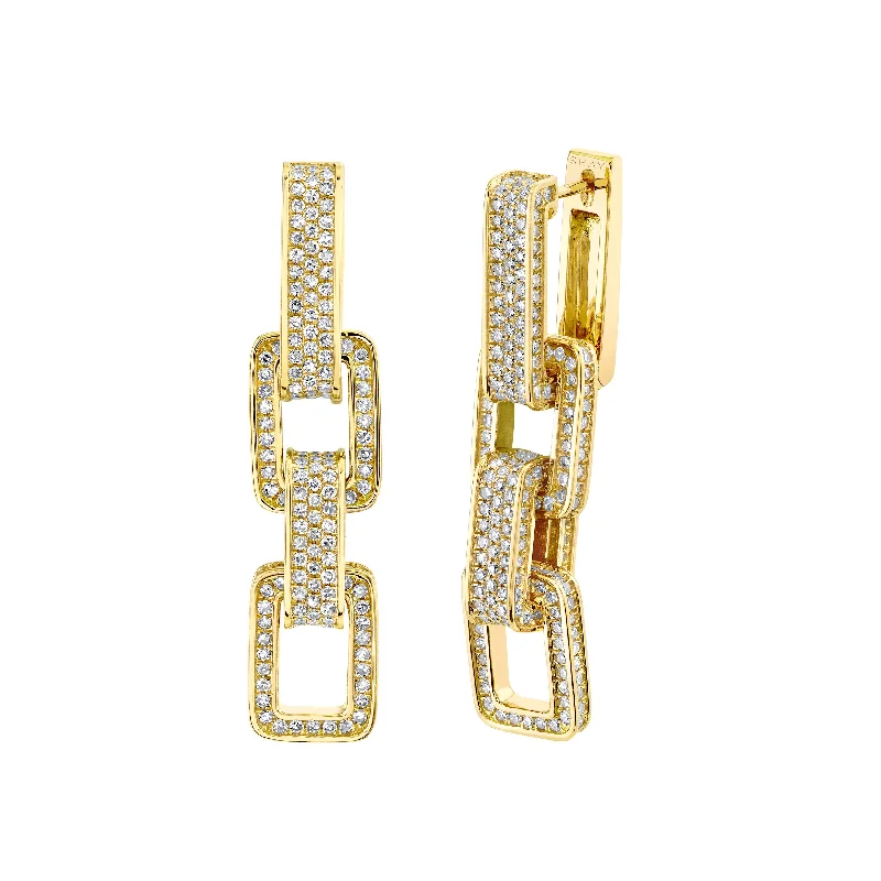 Classic And Modern Jewelry Styles On Sale DIAMOND PAVE TRIPLE DECO LINK EARRINGS
