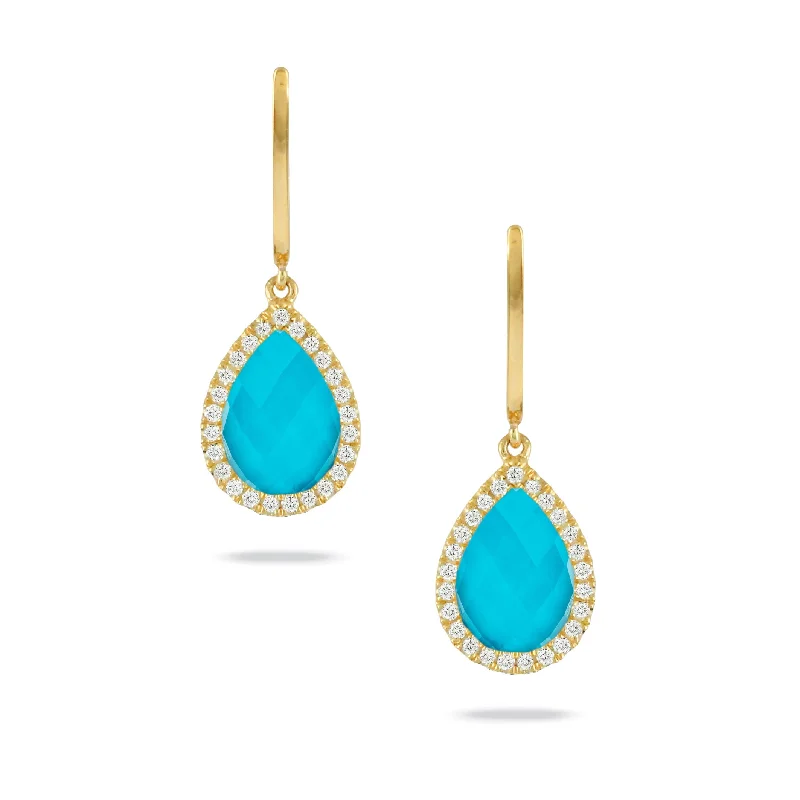 Delicate Crystal Jewelry For Sophisticated Charm Doves Turquoise Pear Drop Earrings