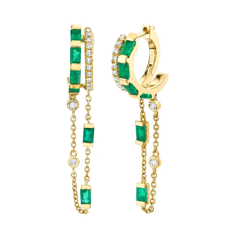 Don't Miss These Dazzling Jewelry Discounts EMERALD & DIAMOND DOUBLE MIXED FRINGE HUGGIES