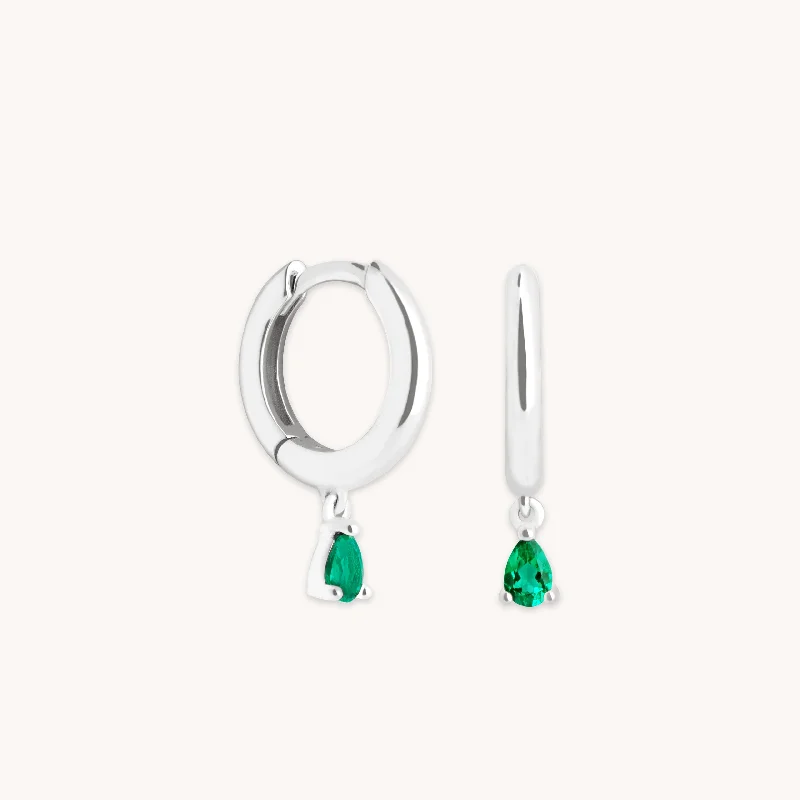 Elegant Rose Gold Jewelry For A Stylish Touch Emerald Pear Charm Huggies in Solid White Gold Elegant Rose Gold Jewelry For A Stylish Touch Emerald Pear Charm Huggies in Solid White Gold