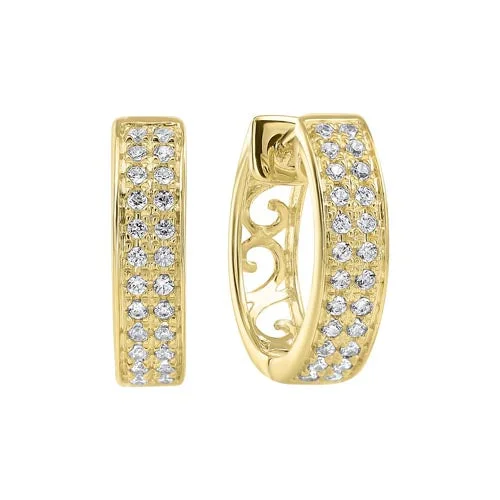 Discounted Jewelry For A Glamorous Look Diamond Double Row Hoop Earrings In 14k Yellow Gold (1/4ctw) Discounted Jewelry For A Glamorous Look Diamond Double Row Hoop Earrings In 14k Yellow Gold (1/4ctw)