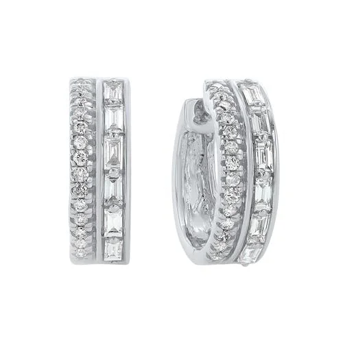 Affordable Luxury Jewelry For Every Occasion Diamond Double Row Chunky Hoop Earrings in 14k White Gold (3/8ctw) Affordable Luxury Jewelry For Every Occasion Diamond Double Row Chunky Hoop Earrings in 14k White Gold (3/8ctw)