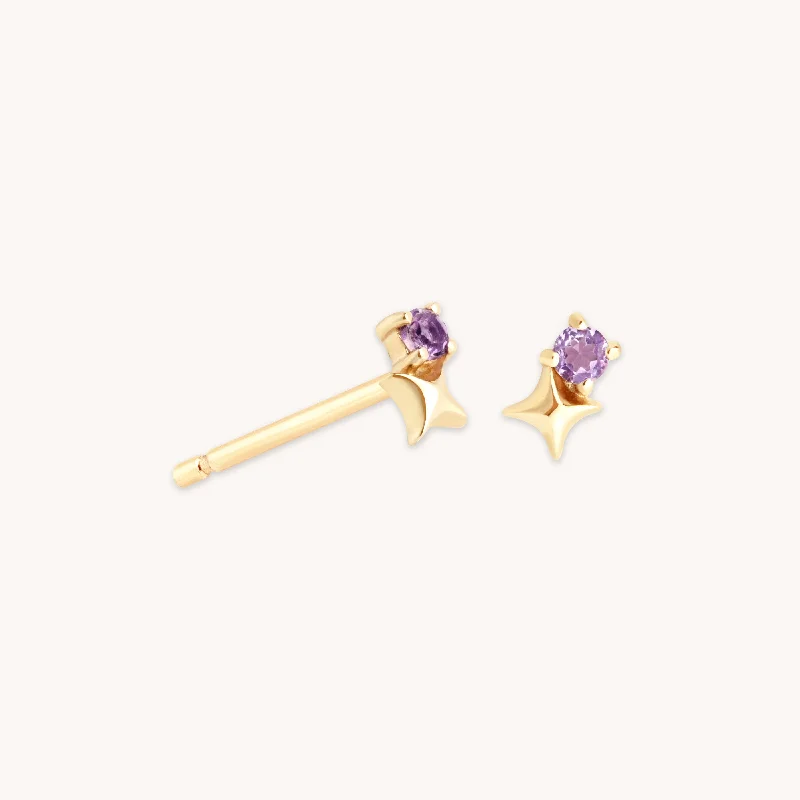Shop Jewelry That Shines Without The High Price February Amethyst Birthstone Earrings in Solid Gold