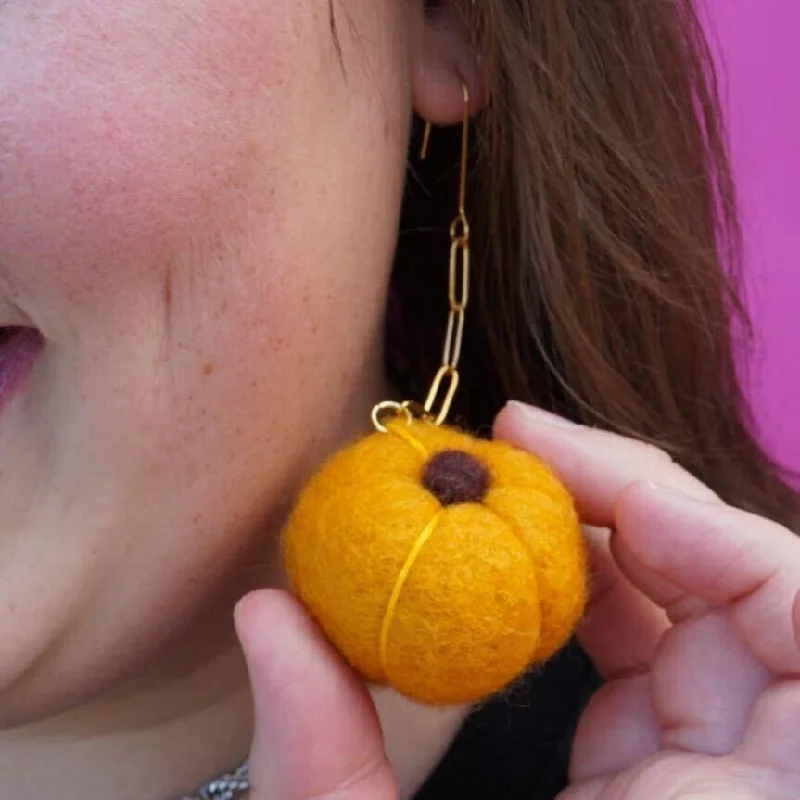 Limited-Time Jewelry Sale – Don't Miss These Deals Felt Pumpkin Earrings