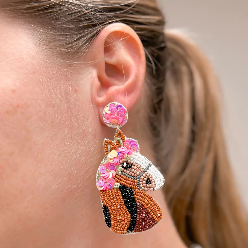 Bestselling Jewelry At Special Promotional Rates Flower Crown Horse Dangle Earrings
