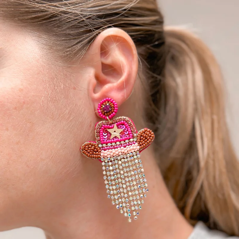 Premium Jewelry Now Available At Special Discounts Glitzy Cowgirl Hat Dangle Earrings