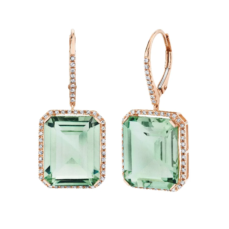 Best-Selling Jewelry Now Available At Special Deals GREEN AMETHYST & DIAMOND PORTRAIT EARRINGS