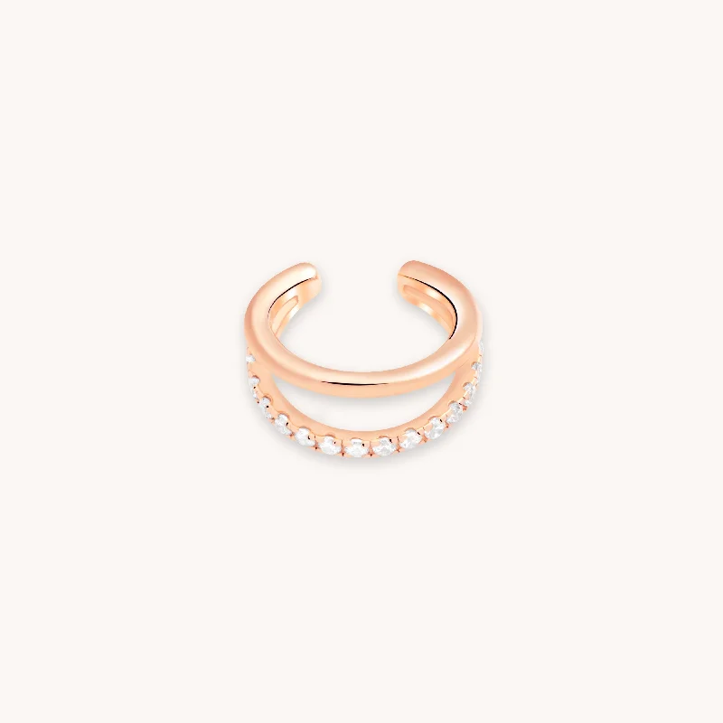 High-Quality Gemstone Jewelry For Special Occasions Illusion Crystal Ear Cuff in Rose Gold