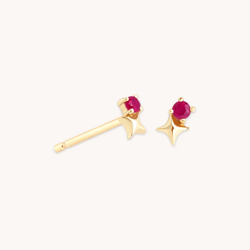 Shop Dazzling Jewelry At The Best Prices July Ruby Birthstone Earrings in Solid Gold