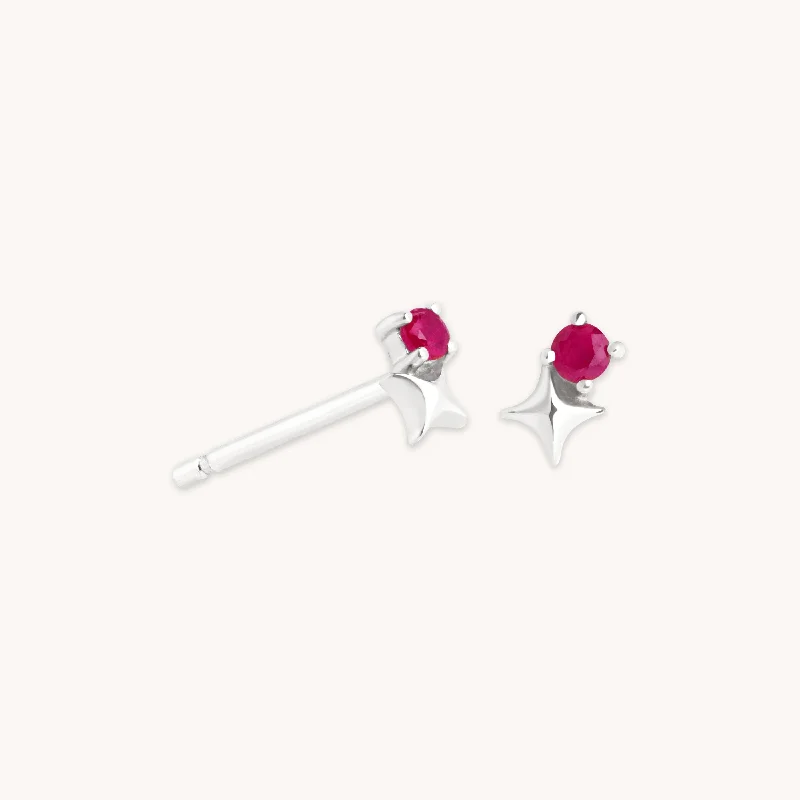 Handcrafted Beauty At Affordable Prices July Ruby Birthstone Earrings in Solid White Gold