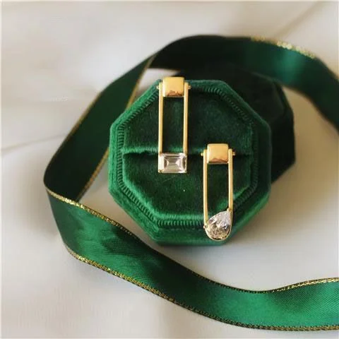 Fashion-Forward Jewelry At Exclusive Discounts Gold Geometric Drop Earrings with Crystal Accents jlt11762