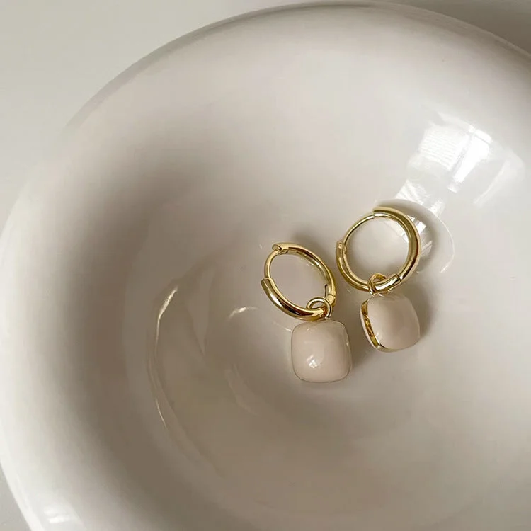 Your Dream Jewelry At Dream Prices – Shop Now Gold Hoop Earrings with White Charm jlt11688