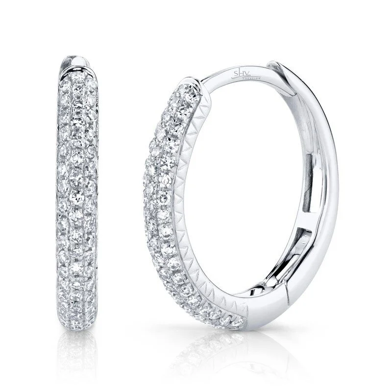 Premium Jewelry Now Available At Special Discounts Shy Creation Medium Pave Diamond Hoop Earrings