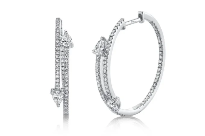 Shop Dazzling Jewelry At The Best Prices Shy Creation Round & Pear Diamond Bypass Hoop Earrings