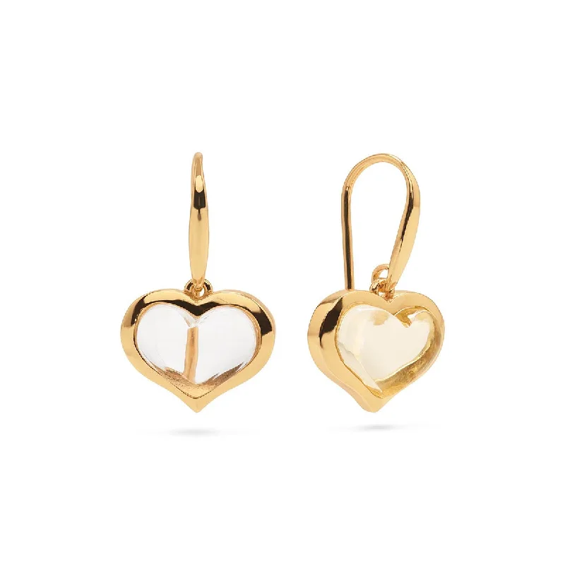 Trendy Minimalist Jewelry For Everyday Wear Love Drop Earrings - Clear Quartz