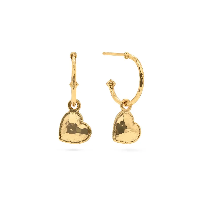 Customized Silver Jewelry For Unique Style Love Hoop Earrings with Heart Charm - Gold Customized Silver Jewelry For Unique Style Love Hoop Earrings with Heart Charm - Gold