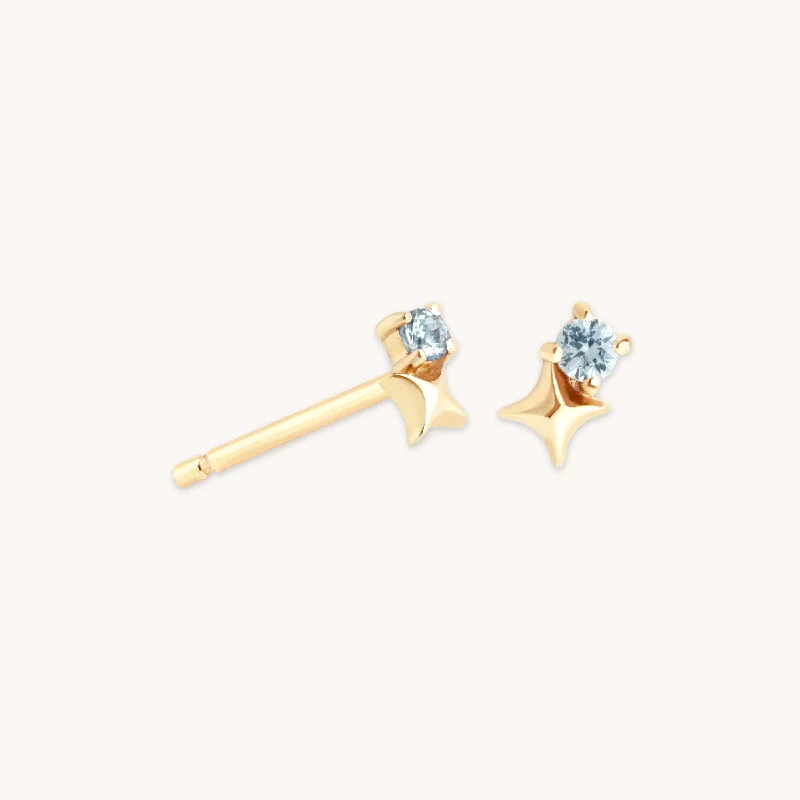 Luxury Jewelry Without The Luxury Price Tag March Aquamarine Birthstone Earrings in Solid Gold