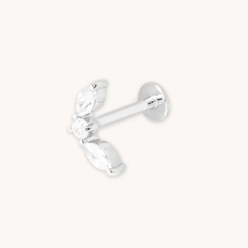 Bestselling Jewelry At Special Promotional Rates Topaz Marquise Fan Piercing Stud 6mm in Solid White Gold