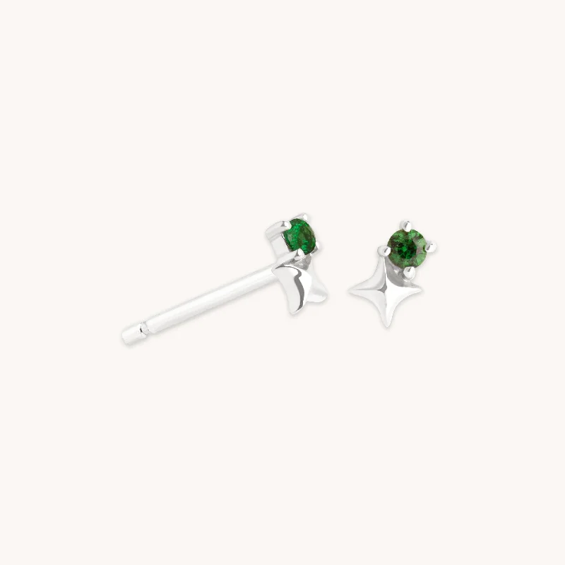 Fashion-Forward Jewelry At Incredible Prices May Tsavorite Birthstone Earrings in Solid White Gold