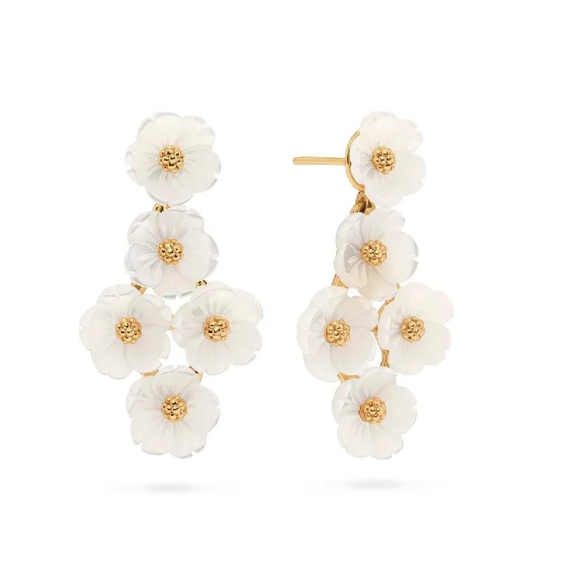 Premium Diamond Jewelry For Unforgettable Moments Mermaid Garden Floral Petite Post Drop Earrings - MOP/Gold Premium Diamond Jewelry For Unforgettable Moments Mermaid Garden Floral Petite Post Drop Earrings - MOP/Gold