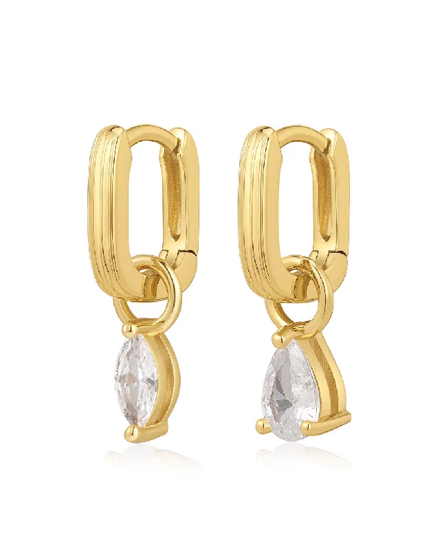 Elegant Rose Gold Jewelry For A Stylish Touch Mini Ridged Chain Link Stone Huggies